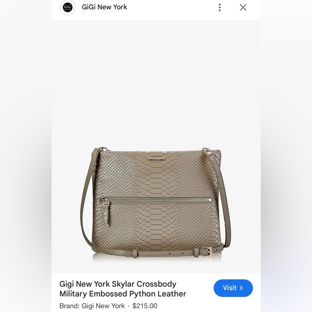 GIGI NEW YORK Skylar Military Python Embossed Cream Leather Crossbody Purse Bag - Picture 12 of 12